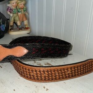 M&F hand braided & tooled horsehair & leather western belt size 30